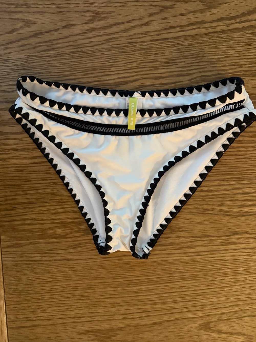 Gianni Bini White Bikini Bottom with Black Trim